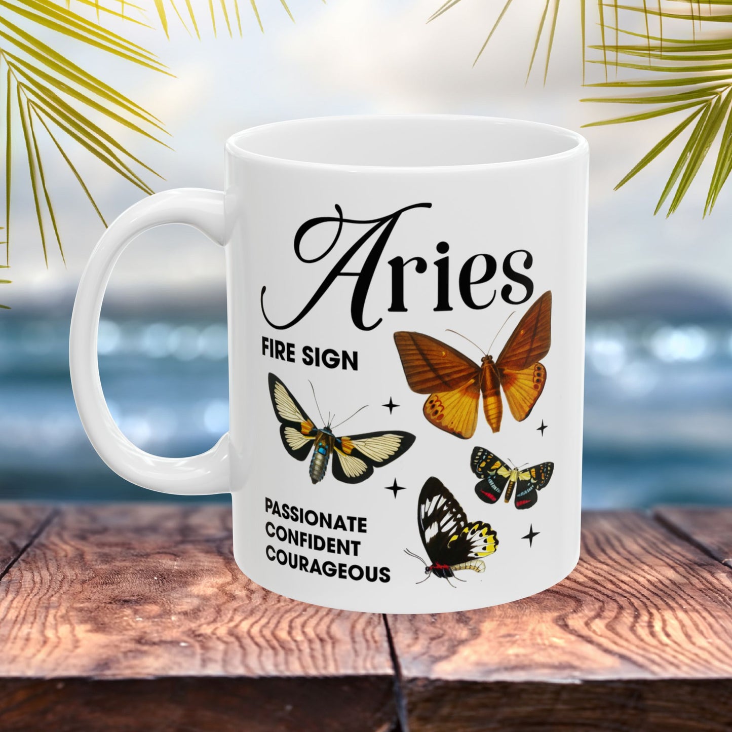 Aries Personalized Zodiac Mug, Gift for Aries, Horoscope Gift, Aries Birthday, Butterfly Design, Astrology Aries Mug, Aries Zodiac Sign, Zodiac Gift