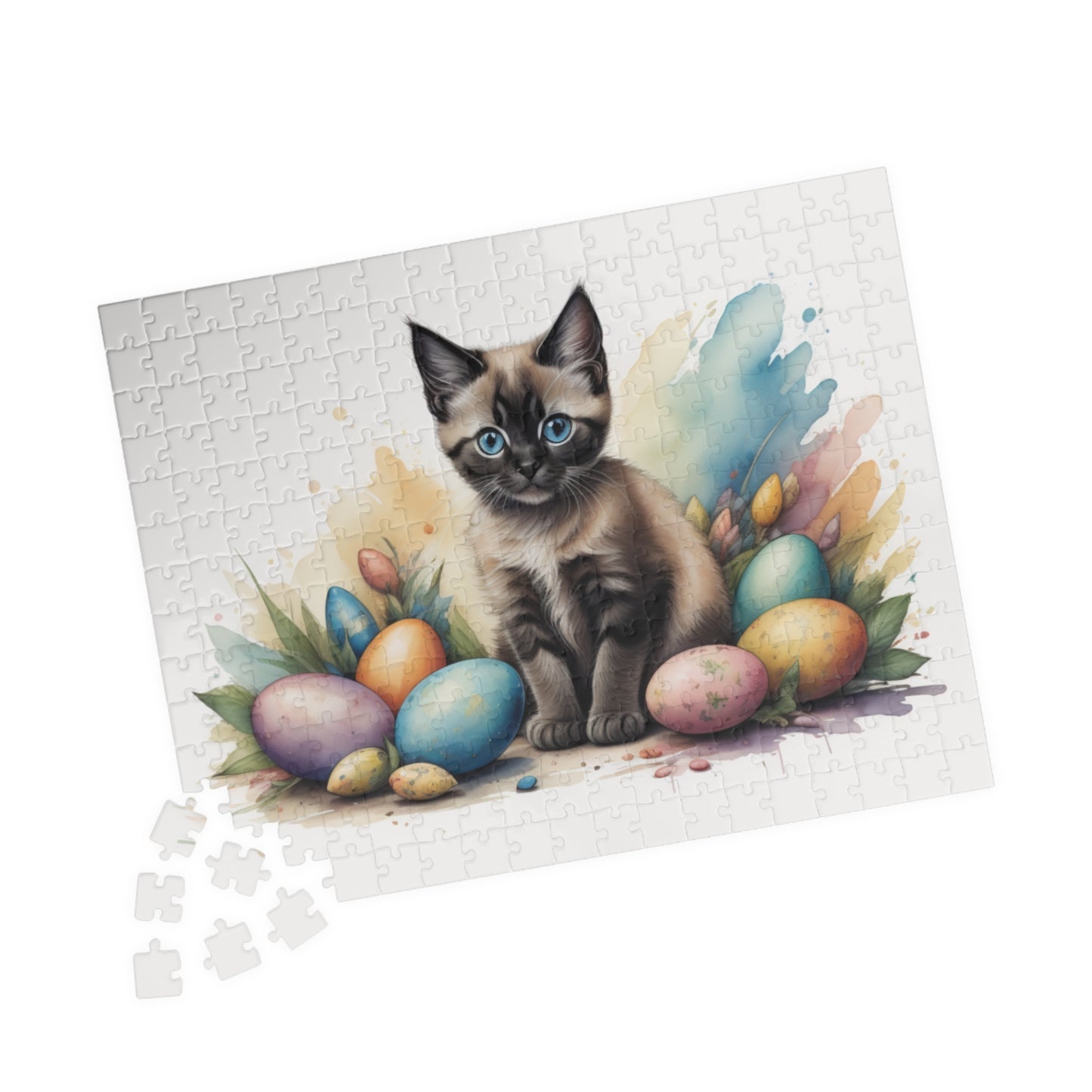 Siamese Easter Kitten Puzzle - Cat Lovers, Mental Health Benefits, Holiday Fun, Mindfulness, Stress Relief, Festive Gift