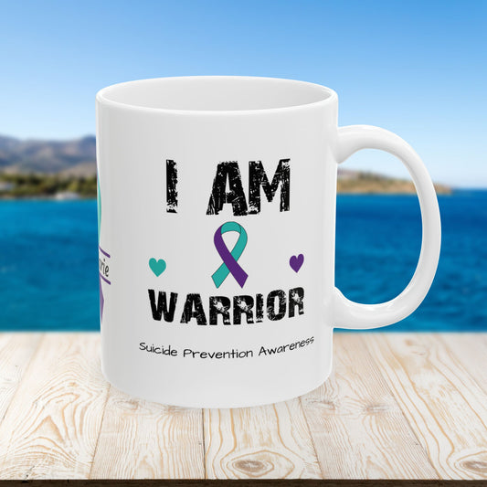 I am of a Warrior - Personalized Suicide Prevention Awareness Gift, Empowerment and Resilience Ceramic Mug, Support for Survivors