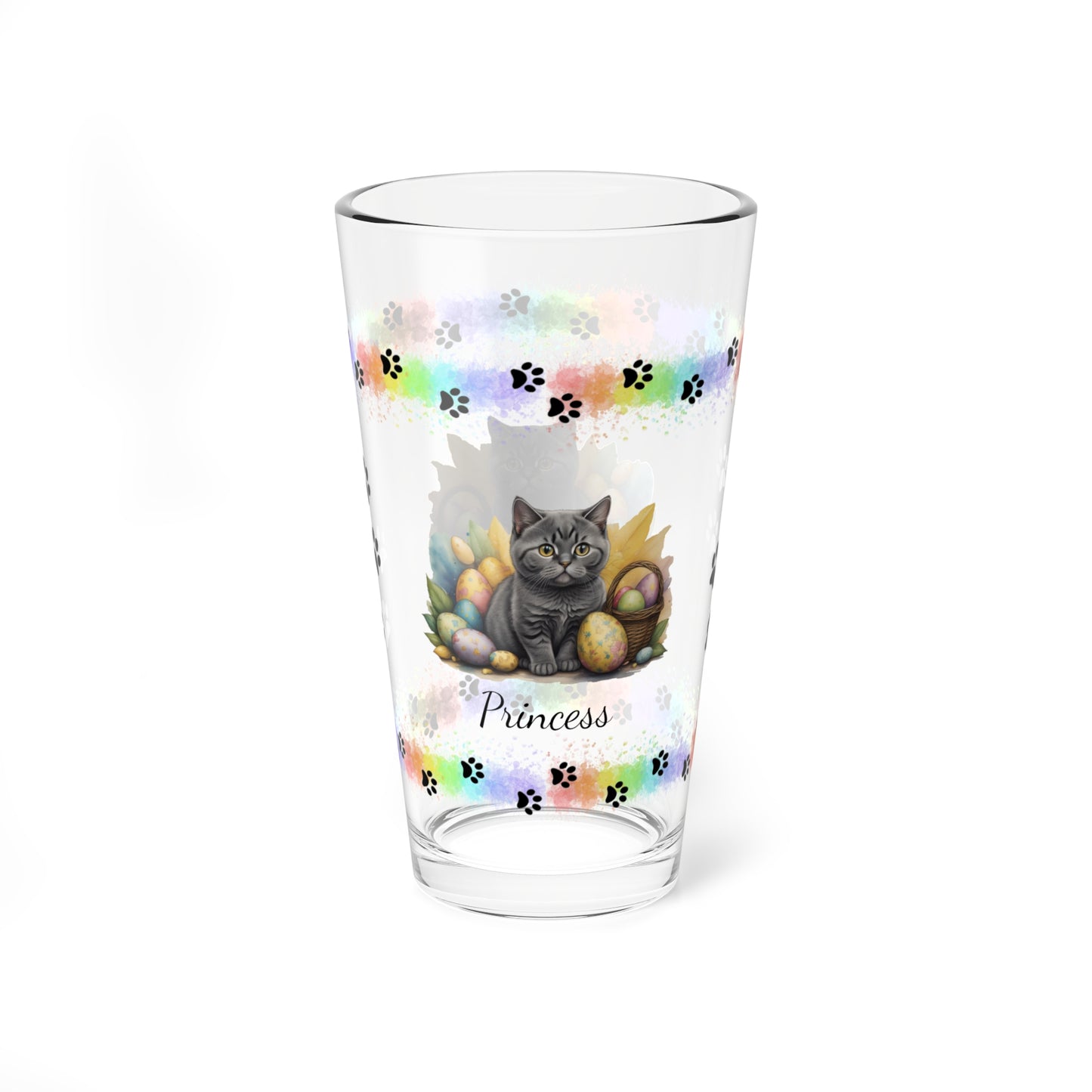 British Shorthair Easter Kitten 16oz Pint Glass - Personalized Cat-Themed Gift, Mental Health Drinkware, Holiday Décor & Easter Celebration