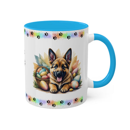 German Shepherd - Eggstra-Adorable Easter Puppy Two-Tone Coffee Mug, 11oz