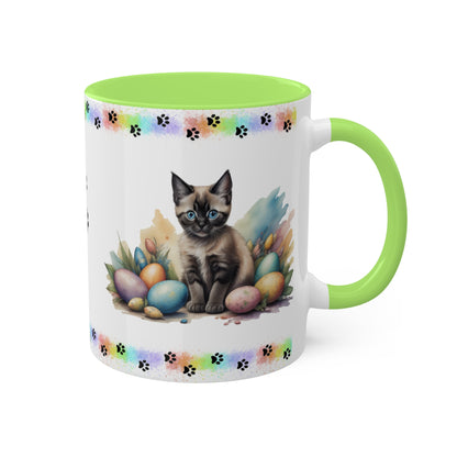 Siamese - Eggstra-Adorable Easter Kitten Two-Tone Coffee Mug, 11oz