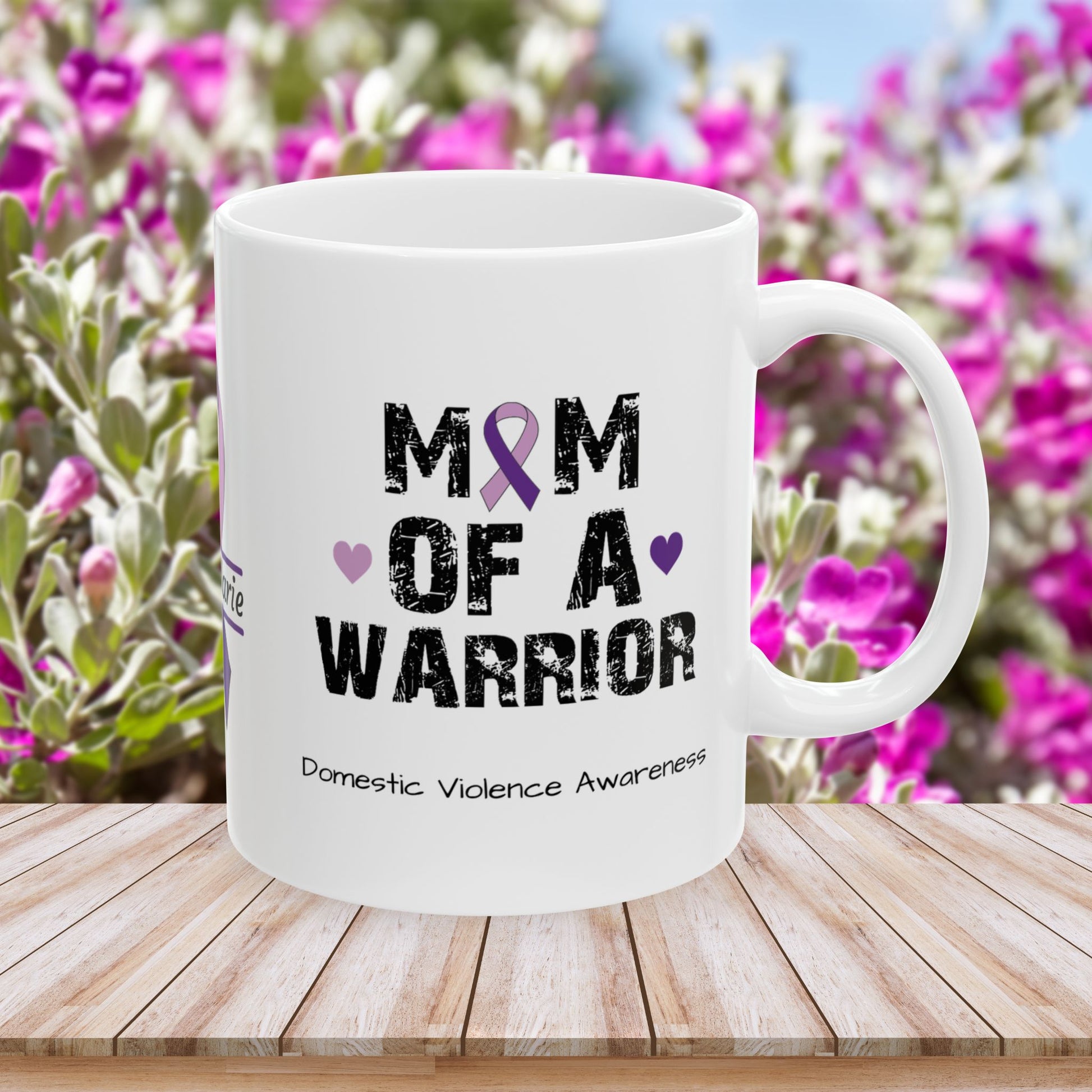 Mom of a Warrior - Personalized Domestic Violence Awareness Gift, Empowerment and Resilience Ceramic Mug, Support for Survivors