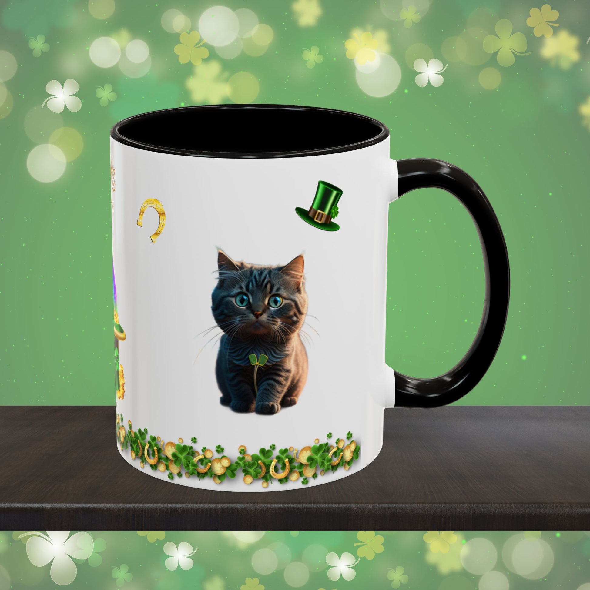 Lucky Labyrinth of Little Paws: St. Patrick's Day Two-Tone Coffee Mug - Festive Ceramic Mug for Positivity & Mindfulness