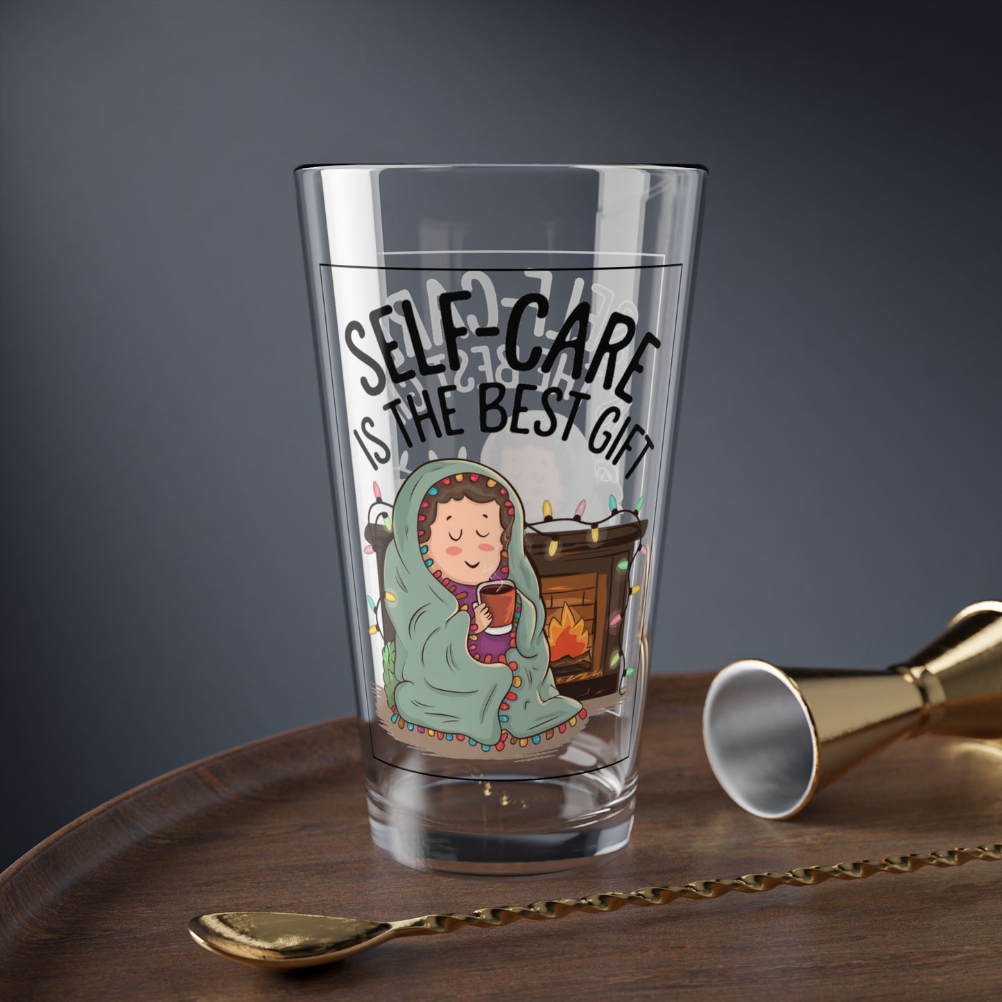 Self-Care Is The Best Gift, Christmas Pint Glass, 16oz