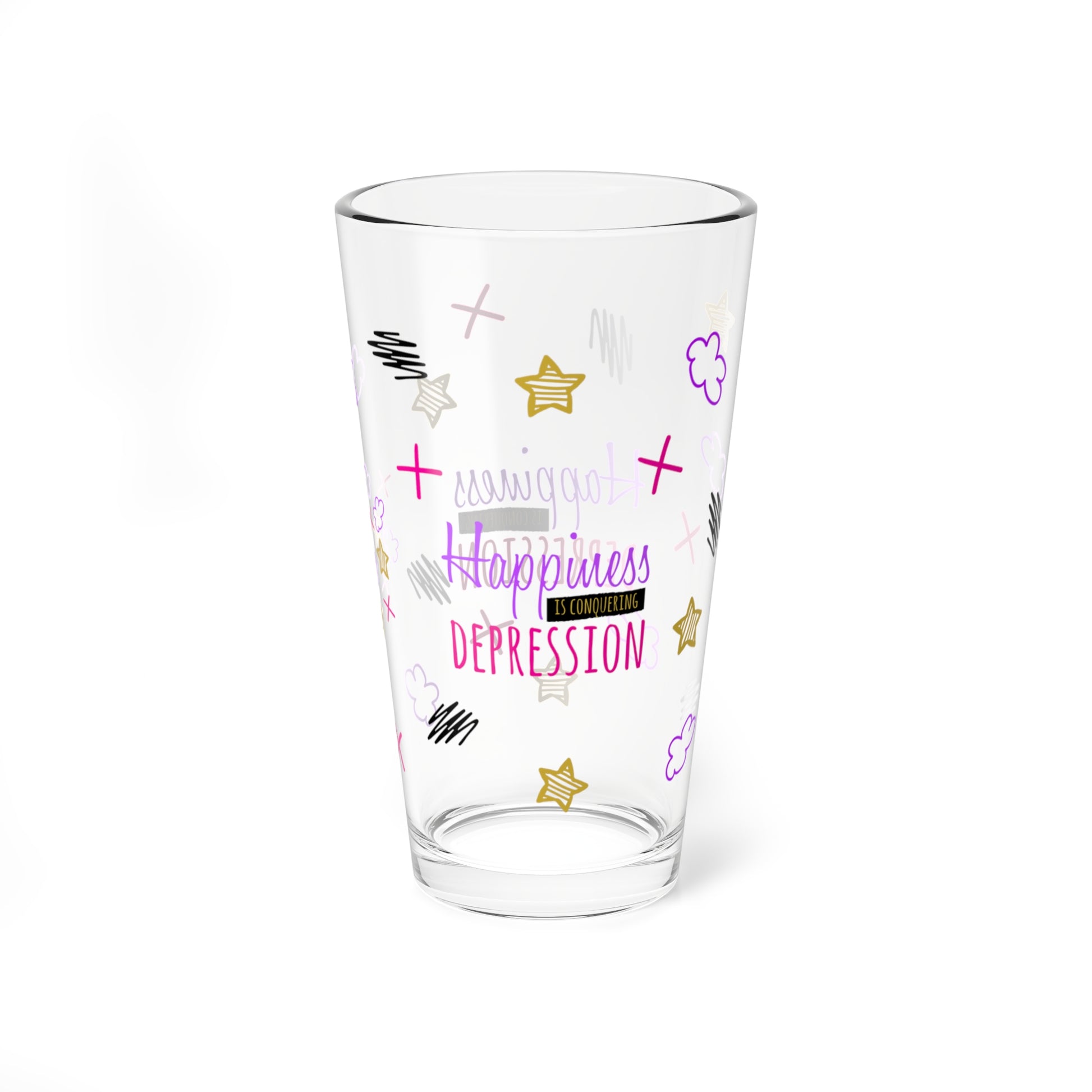 Happiness Is Conquering Depression - Depression Awareness - Pint Glass