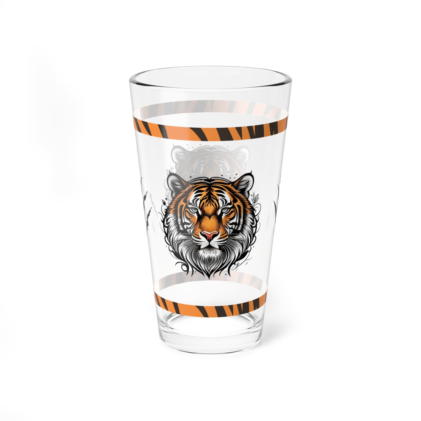 Tiger Spirit: Tiger-Inspired Pint Glass, 16oz