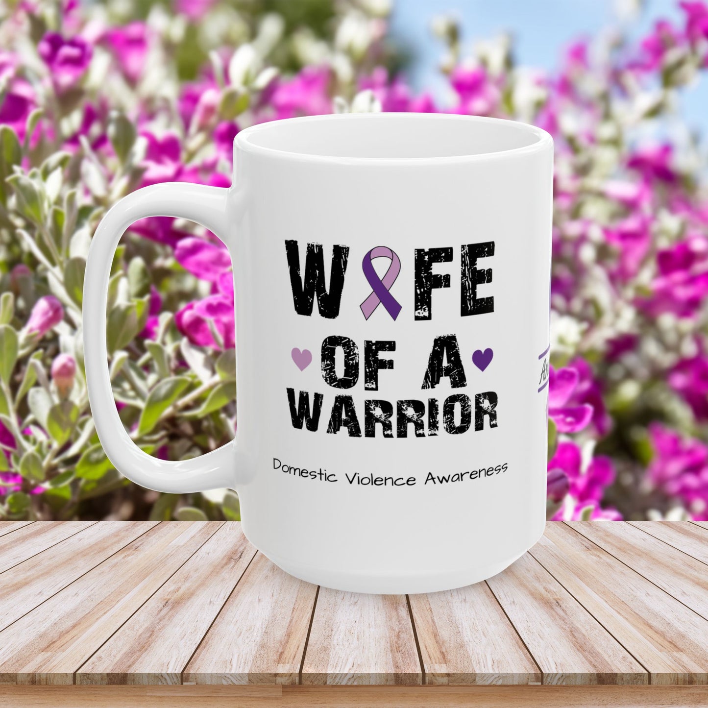 Wife of a Warrior - Personalized Domestic Violence Awareness Gift, Empowerment and Resilience Ceramic Mug, Support for Survivors