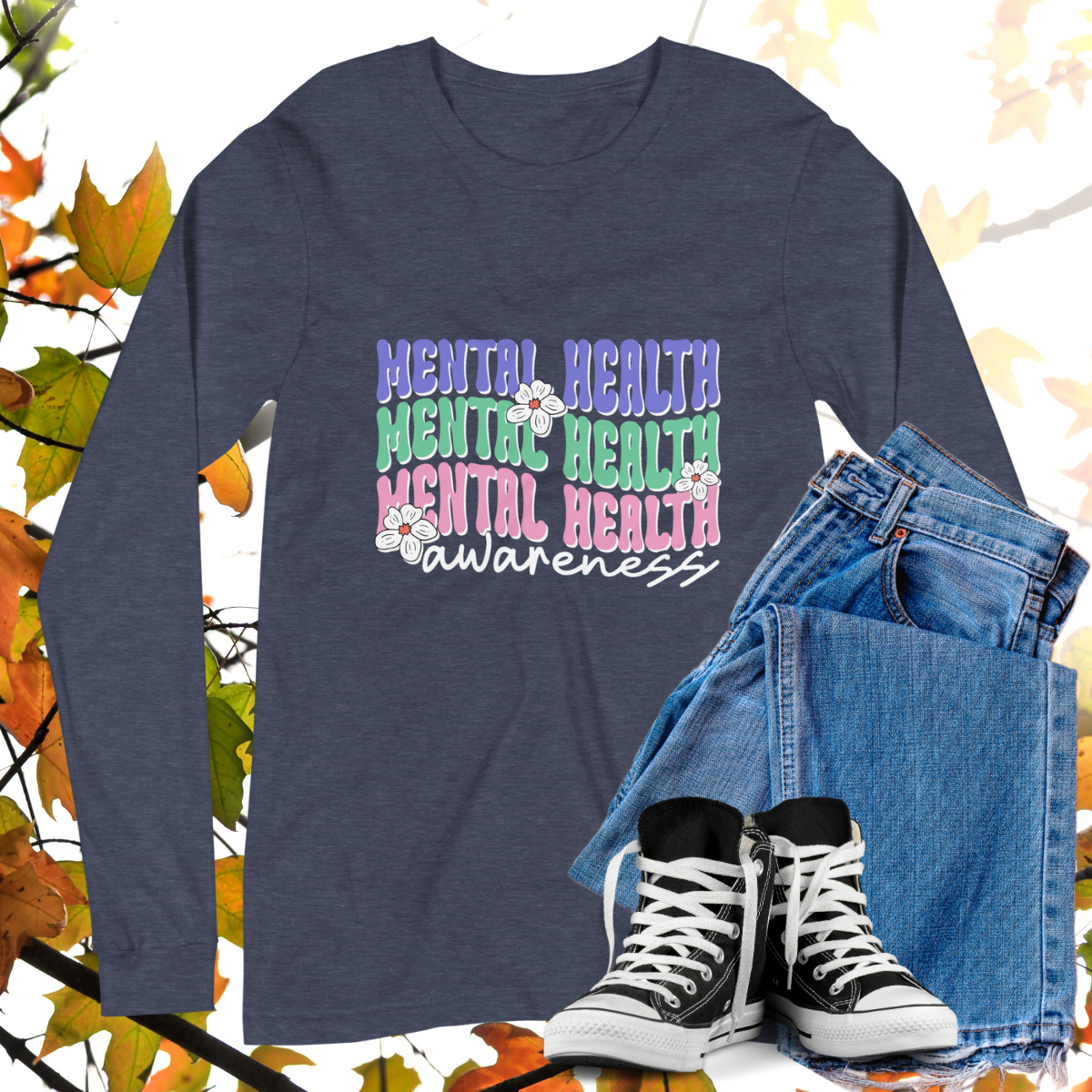 Mental Health Awareness  - Retro Long Sleeve Tee, Bella + Canvas