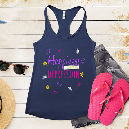 Happiness Is Conquering Depression - Women's Ideal Racerback Tank