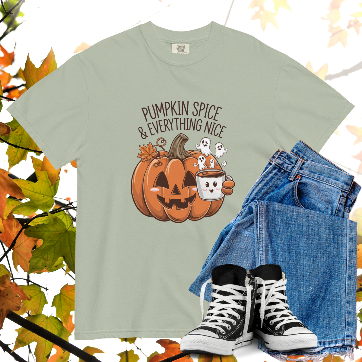 Pumpkin Spice And Everything Nice Comfort Colors Heavyweight Halloween T-shirt