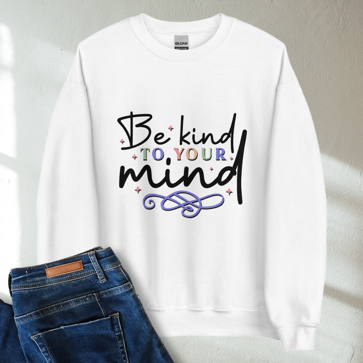 Be Kind To Your Mind Retro Mental Health Awareness Crew Neck Sweatshirt - Cozy & Inspirational