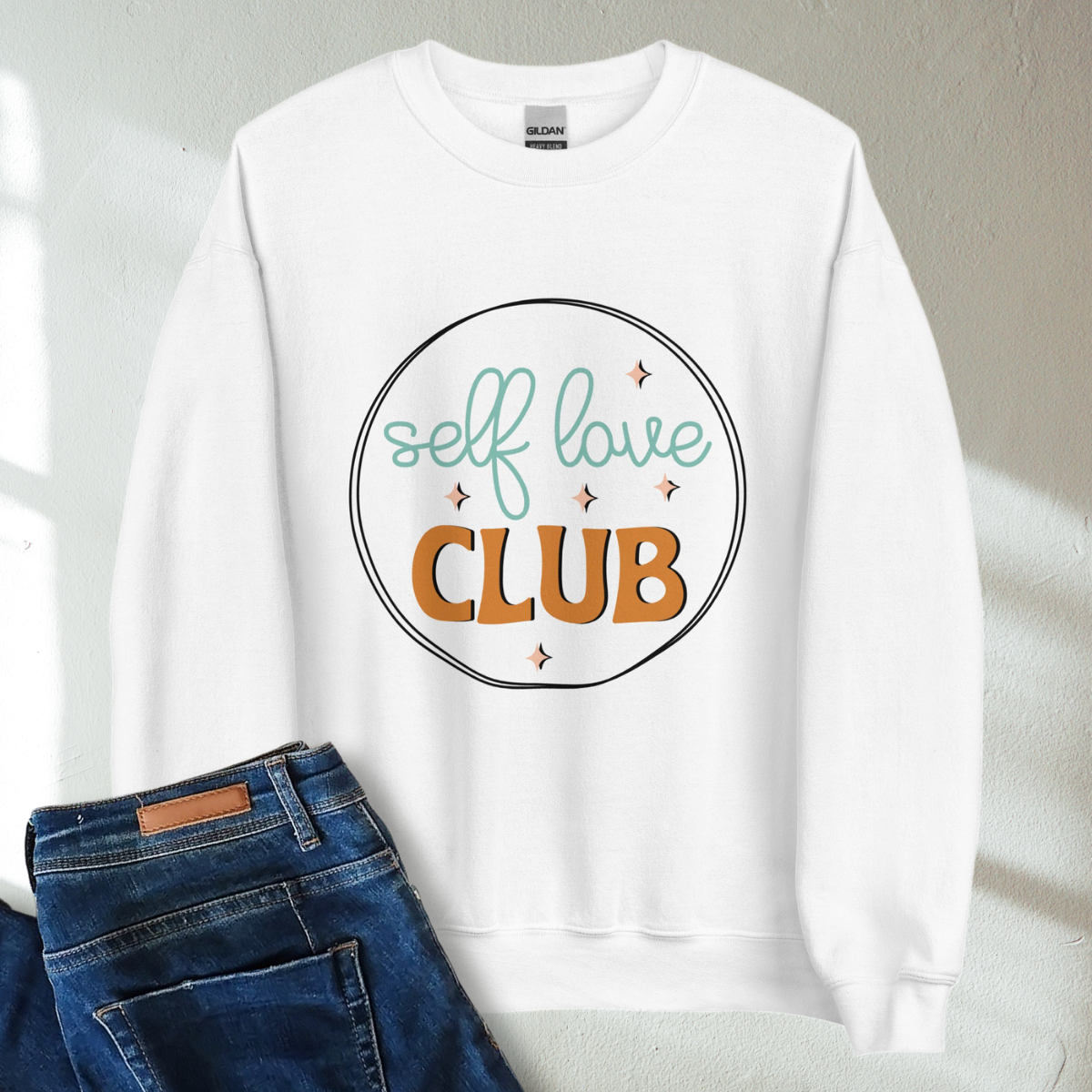 Self Love Club Retro Mental Health Awareness Crew Neck Sweatshirt - Cozy & Inspirational