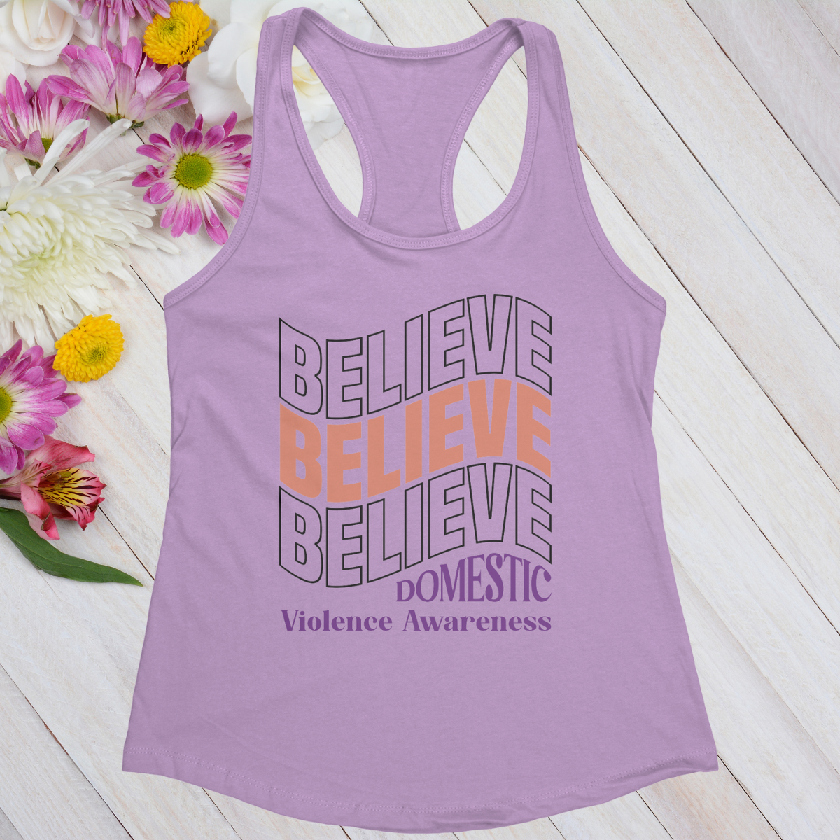 Believe Believe Believe Women's Ideal Racerback Tank