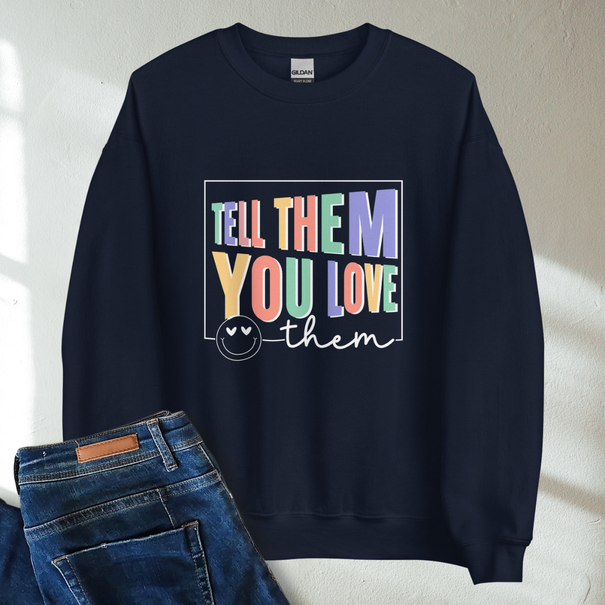 Tell Them You Love Them Retro Mental Health Awareness Crew Neck Sweatshirt - Cozy & Inspirational