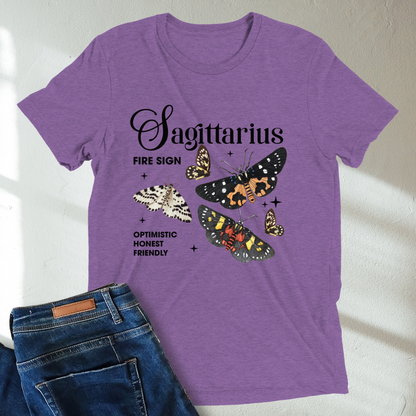 Sagittarius Butterfly Zodiac Unisex Tri-Blend Short Sleeve T-Shirt