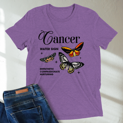 Cancer Butterfly Zodiac Unisex Tri-Blend Short Sleeve T-Shirt