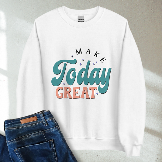 Make Today Great Retro Mental Health Awareness Crew Neck Sweatshirt - Cozy & Inspirational