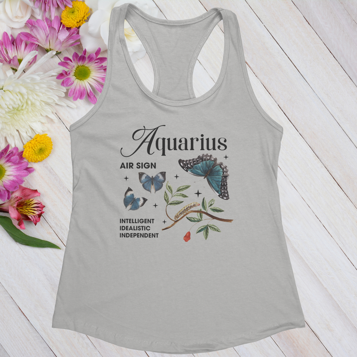 Aquarius Butterfly Zodiac Women's Racerback Tank