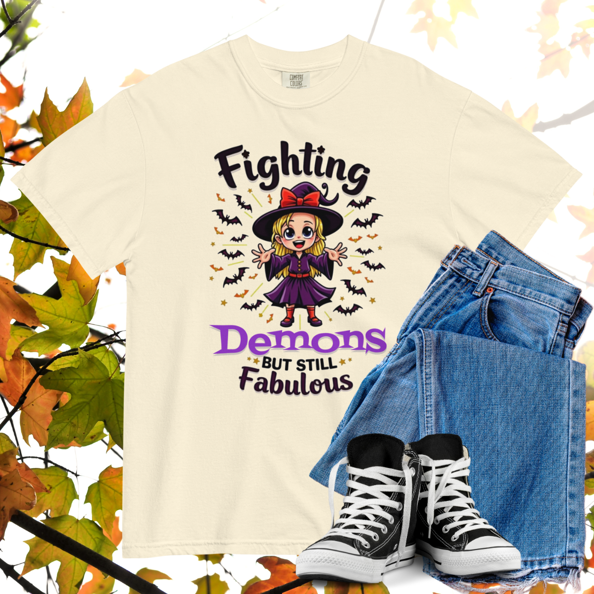 Fighting Demons But Still Fabulous Comfort Colors Heavyweight Halloween T-shirt