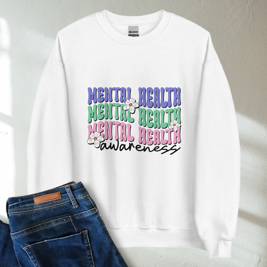 Mental Health Awareness Retro Mental Health Awareness Crew Neck Sweatshirt - Cozy & Inspirational