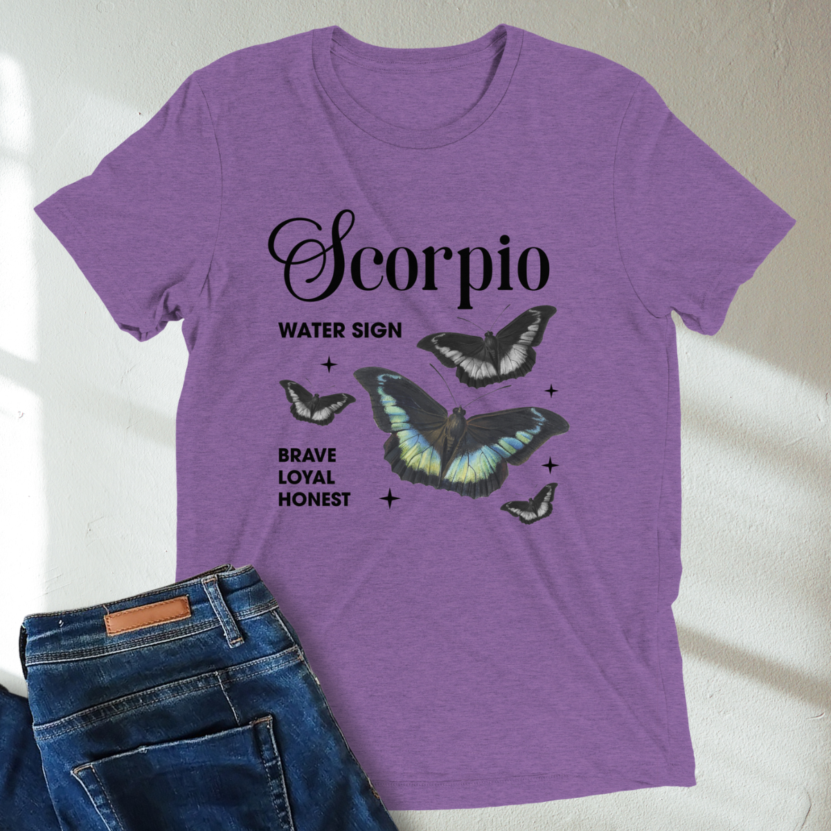 Scorpio Butterfly Zodiac Unisex Tri-Blend Short Sleeve T-Shirt