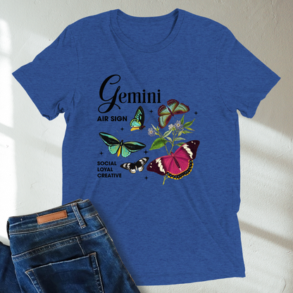 Gemini Butterfly Zodiac Unisex Tri-Blend Short Sleeve T-Shirt