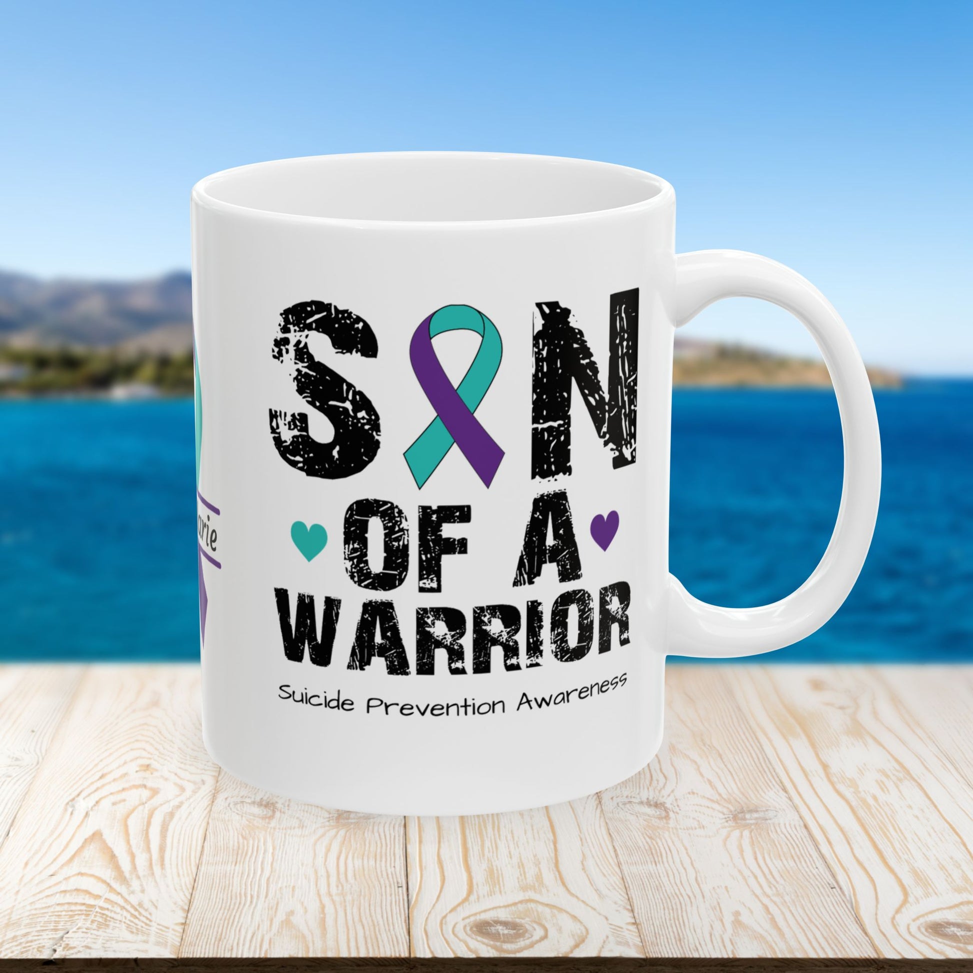 Son of a Warrior - Personalized Suicide Prevention Awareness Gift, Empowerment and Resilience Ceramic Mug, Support for Survivors