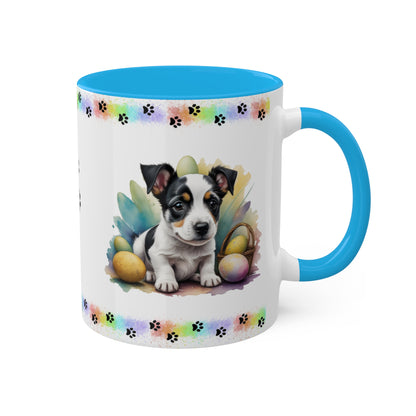 Jack Russel Terrier - Eggstra-Adorable Easter Puppy Two-Tone Coffee Mug, 11oz