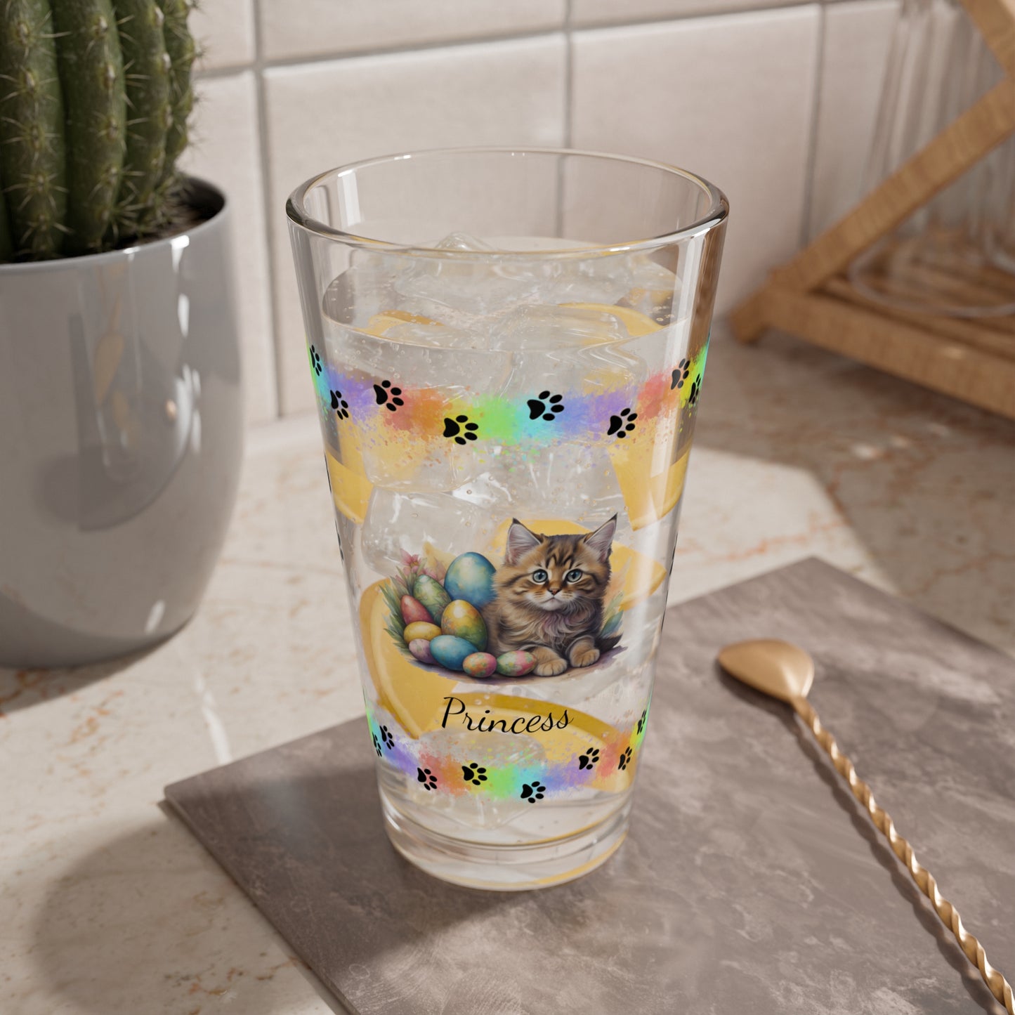 Siberian Easter Kitten 16oz Pint Glass - Personalized Cat-Themed Gift, Mental Health Drinkware, Holiday Décor & Easter Celebration