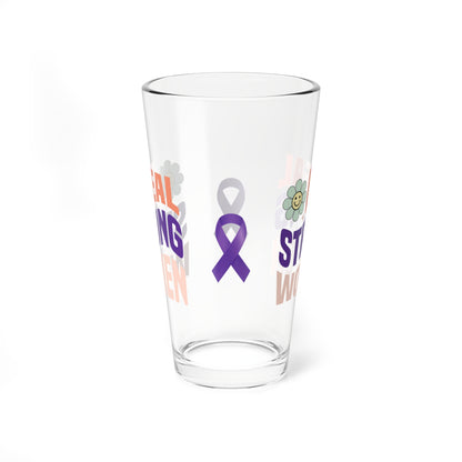 Real Strong Women 16oz Pint Glass - Stop Abuse, Support Survivors, Break the Silence