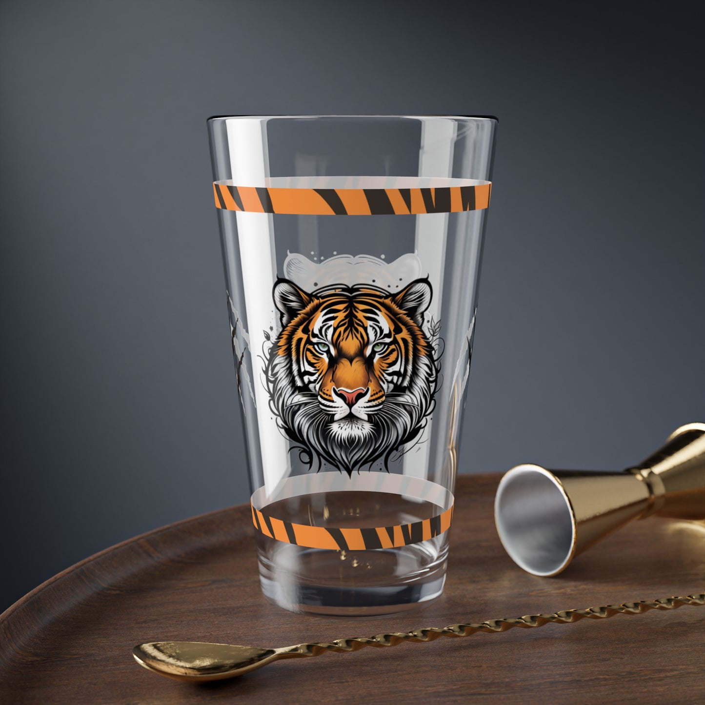 Tiger Spirit: Tiger-Inspired Pint Glass, 16oz