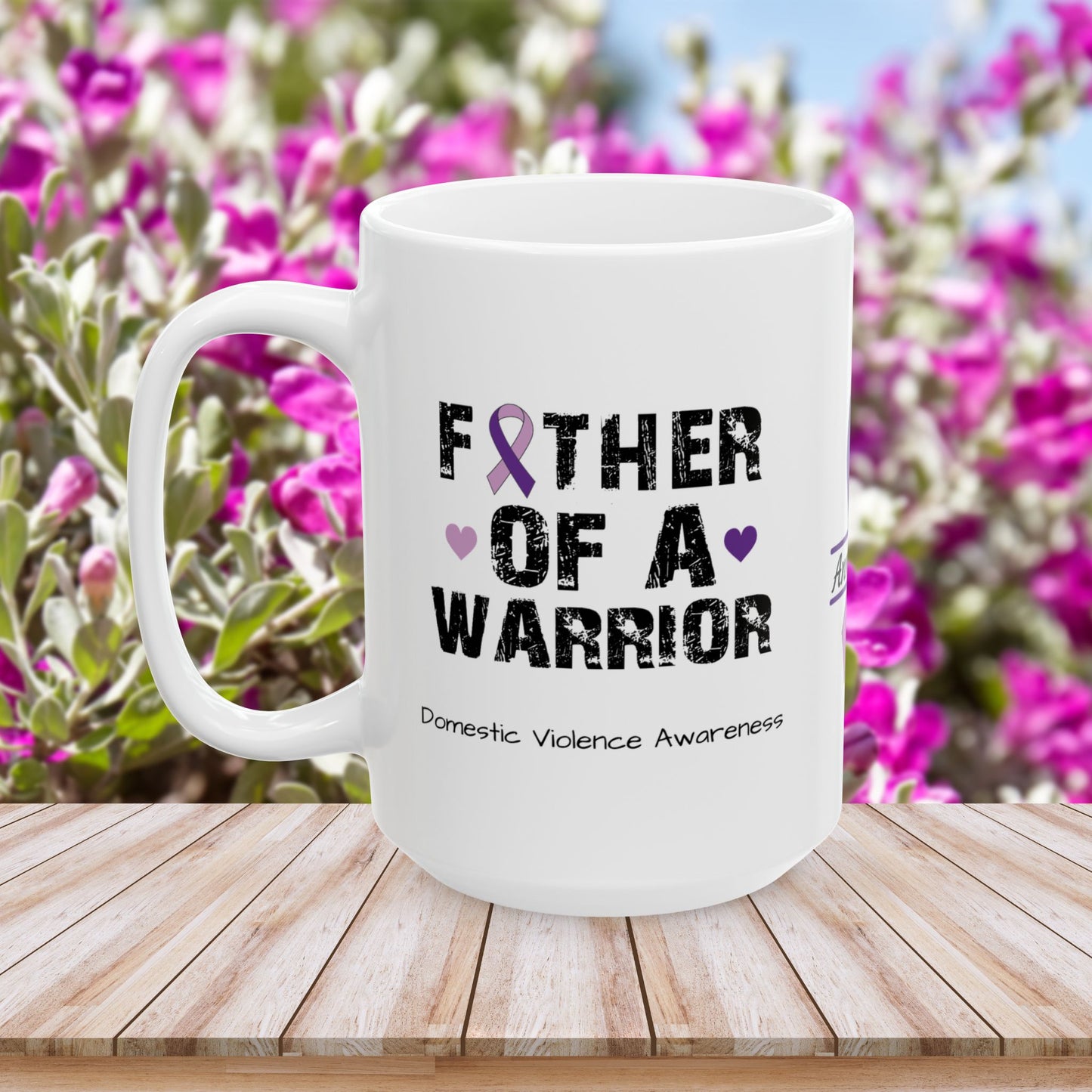 Father of a Warrior - Personalized Domestic Violence Awareness Gift, Empowerment and Resilience Ceramic Mug, Support for Survivors