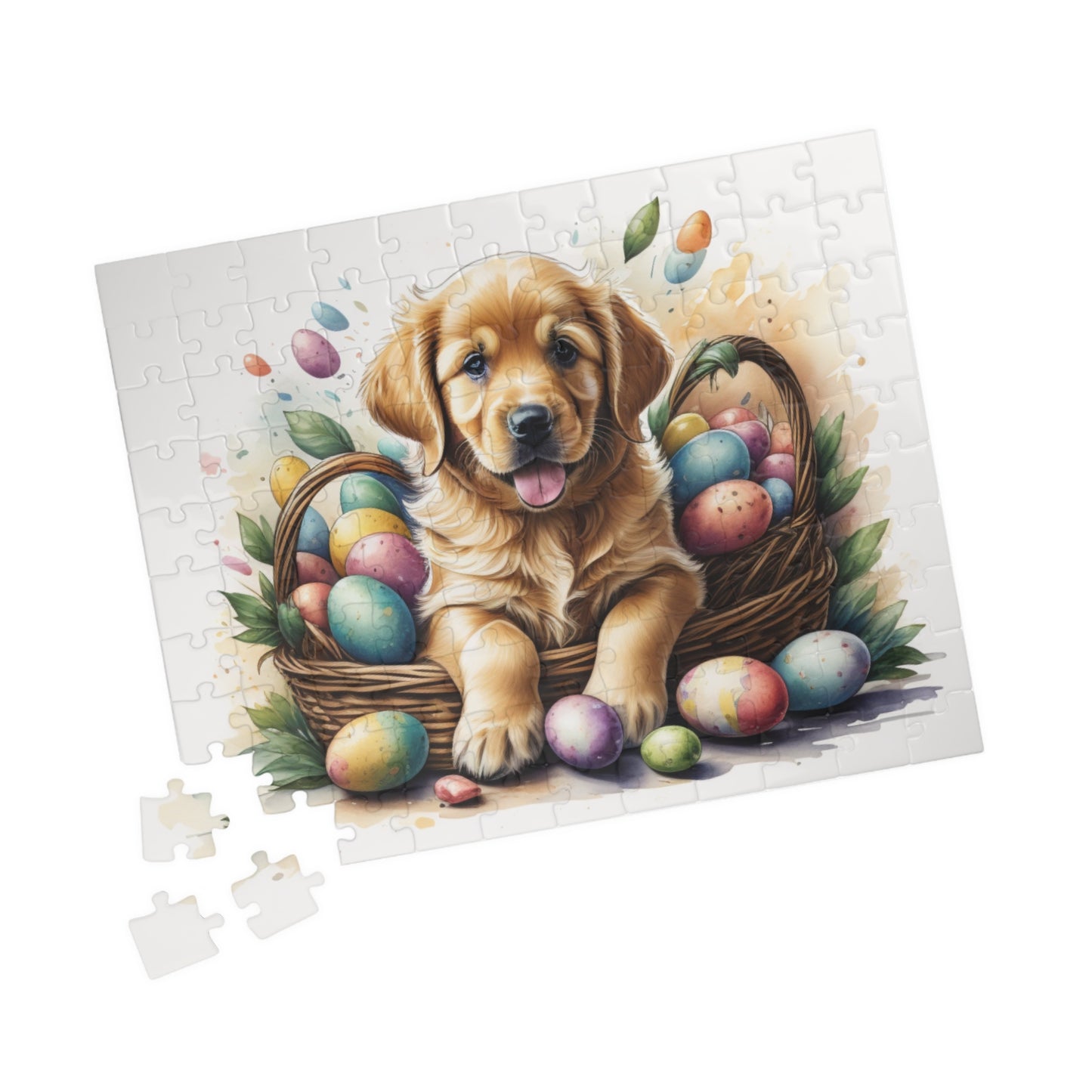 Golden Retriever Easter Puppy Puzzle - Dog Lovers, Mental Health Benefits, Holiday Fun, Mindfulness, Stress Relief, Festive Gift