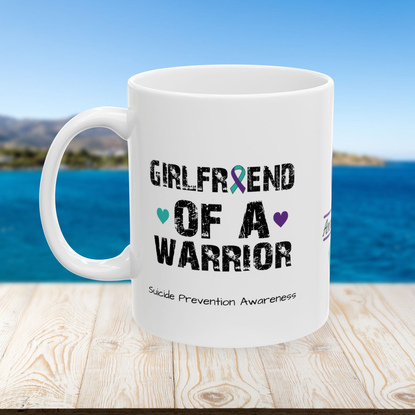 Girlfriend of a Warrior - Personalized Suicide Prevention Awareness Gift, Empowerment and Resilience Ceramic Mug, Support for Survivors