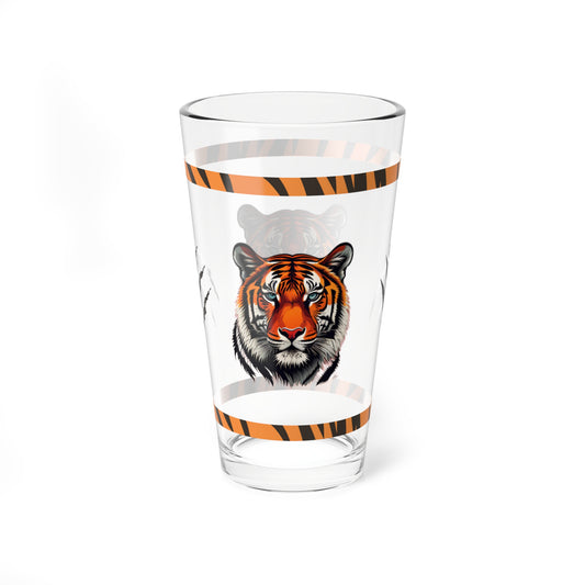 Wild Resilience: Tiger-Inspired Pint Glass, 16oz