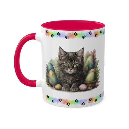 Maine Coon - Eggstra-Adorable Easter Kitten Two-Tone Coffee Mug, 11oz