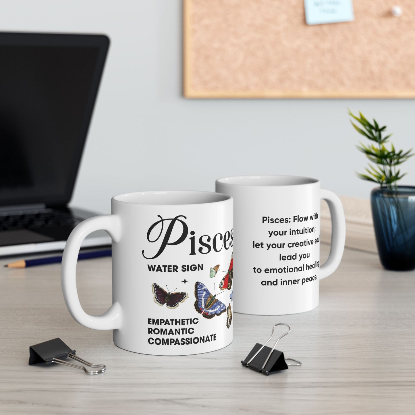 Pisces Personalized Zodiac Mug, Gift for Pisces, Horoscope Gift, Pisces Birthday, Butterfly Design, Astrology Pisces Mug, Pisces Zodiac Sign, Zodiac Gift