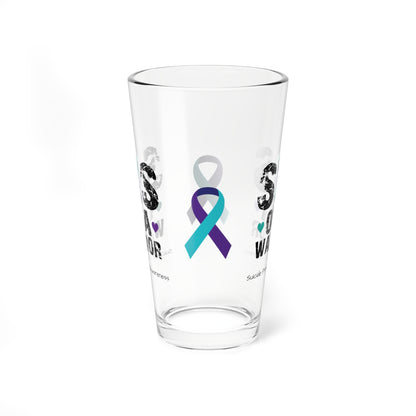 Sis of a Warrior - Suicide Prevention Awareness Warrior Pint Glass, 16oz