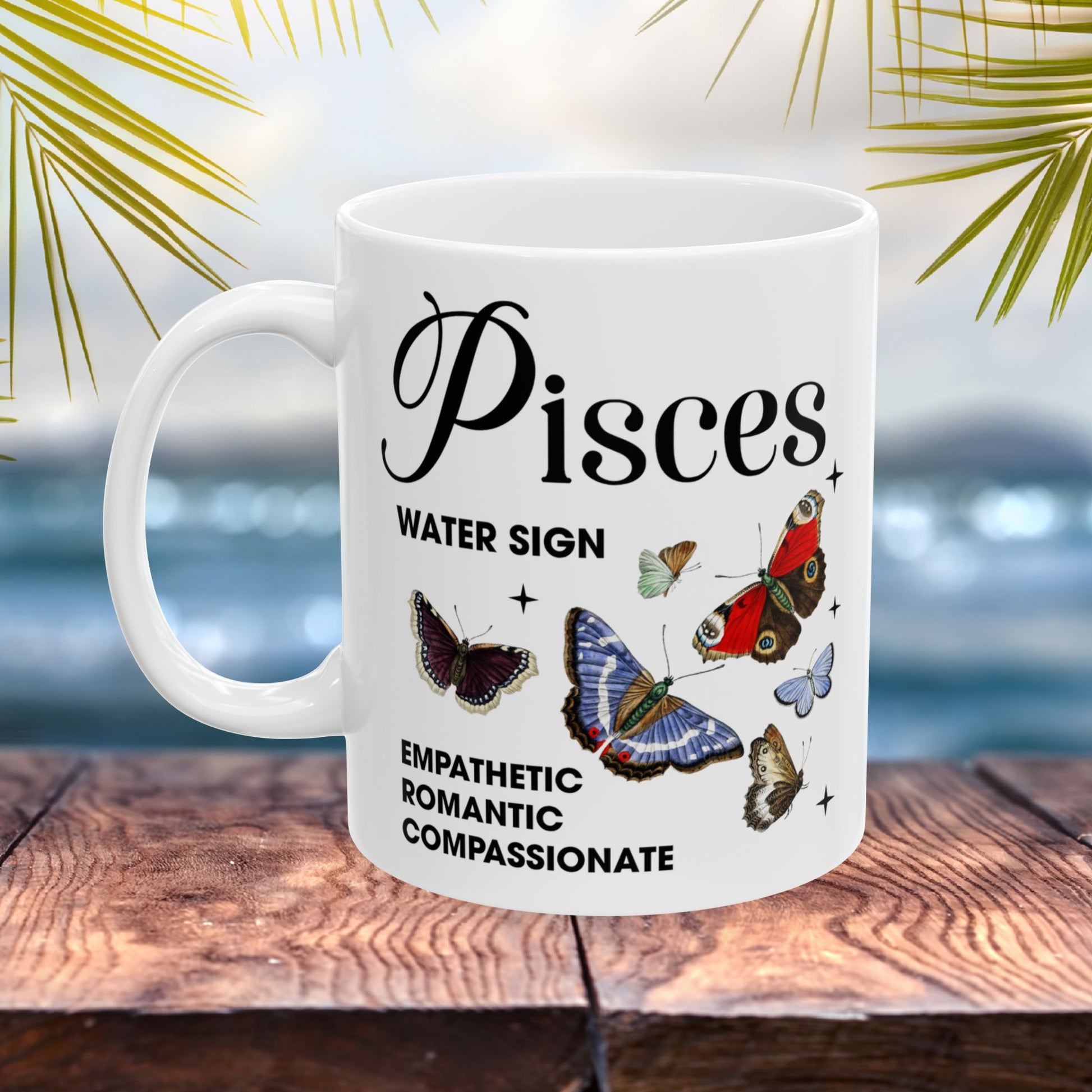 Pisces Personalized Zodiac Mug, Gift for Pisces, Horoscope Gift, Pisces Birthday, Butterfly Design, Astrology Pisces Mug, Pisces Zodiac Sign, Zodiac Gift