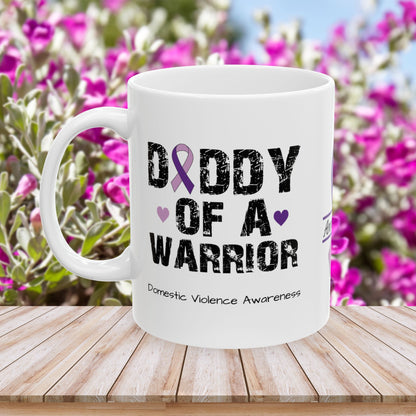 Daddy of a Warrior - Personalized Domestic Violence Awareness Gift, Empowerment and Resilience Ceramic Mug, Support for Survivors