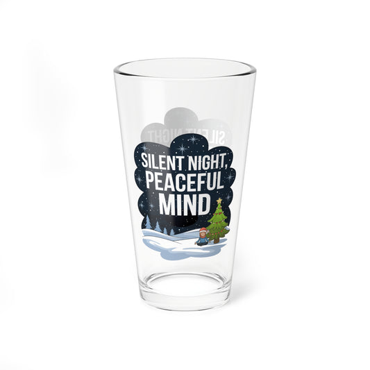 Silent Night, Peaceful Mind, Christmas Pint Glass, 16oz