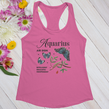 Aquarius Butterfly Zodiac Women's Racerback Tank