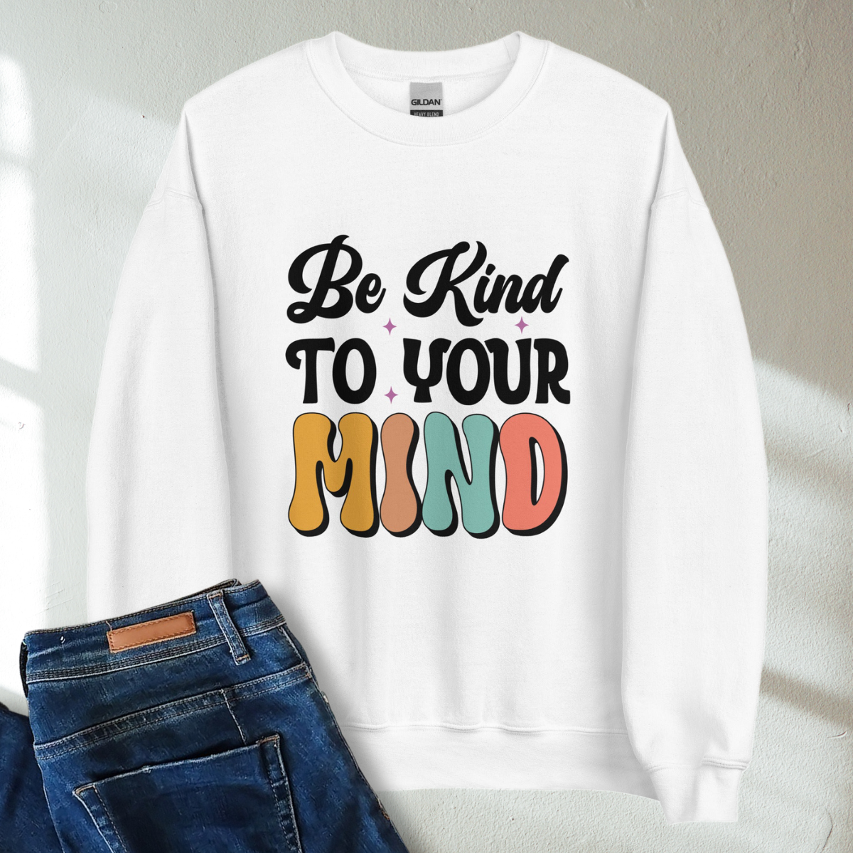 Be Kind To Your Mind Retro Mental Health Awareness Crew Neck Sweatshirt - Cozy & Inspirational