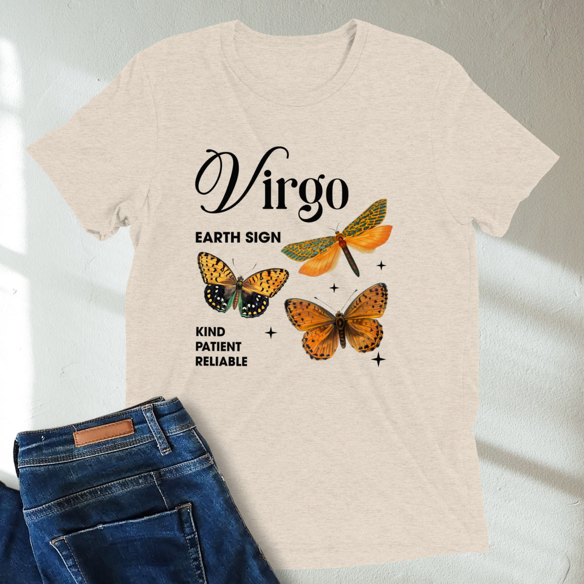 Virgo Butterfly Zodiac Unisex Tri-Blend Short Sleeve T-Shirt