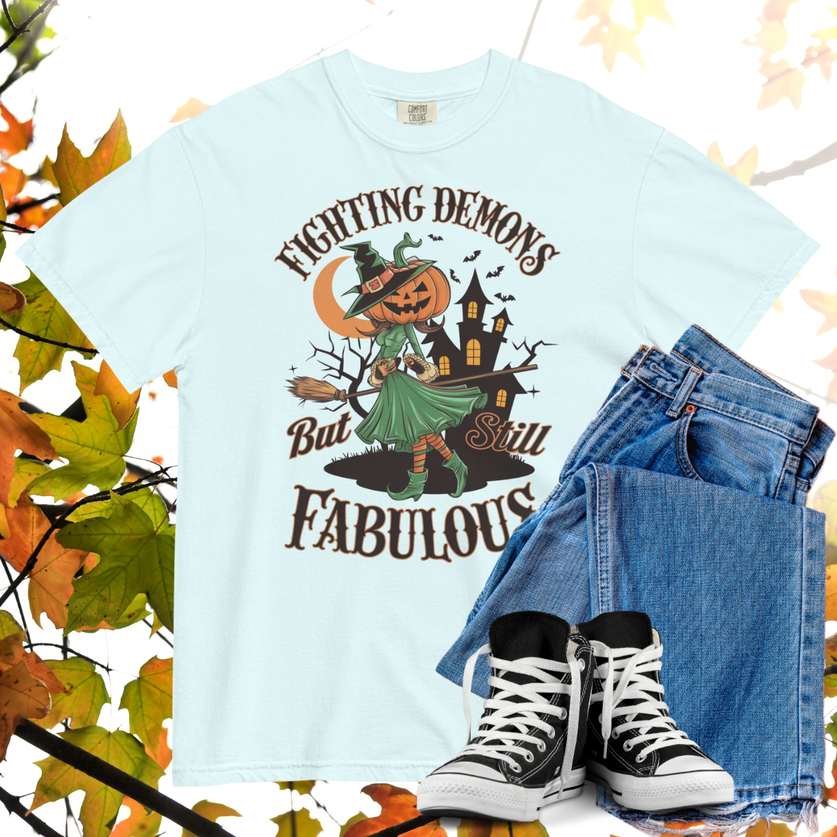 Fighting Demons But Still Fabulous Comfort Colors Heavyweight Halloween T-shirt