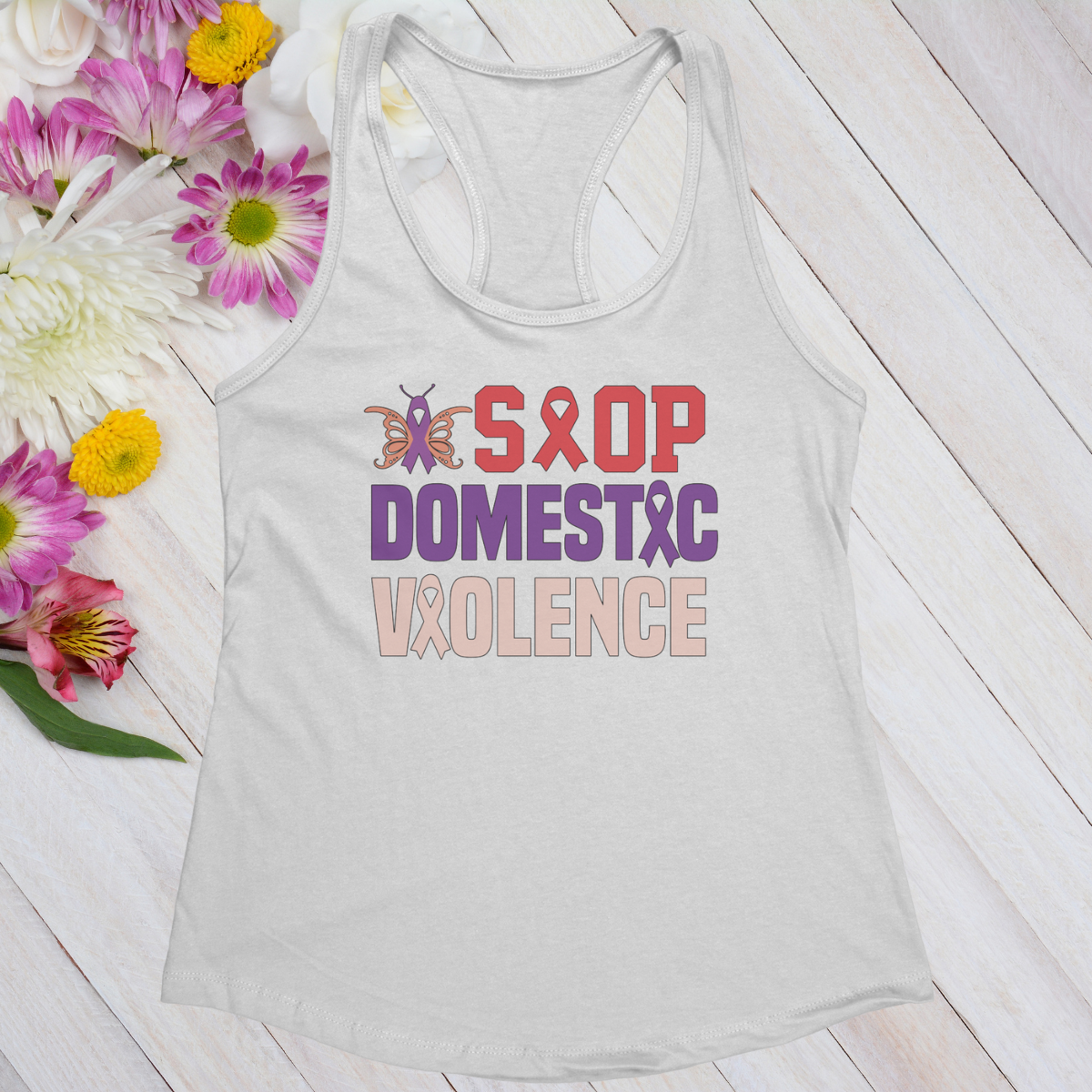 Stop Domestic Violence Women's Ideal Racerback Tank