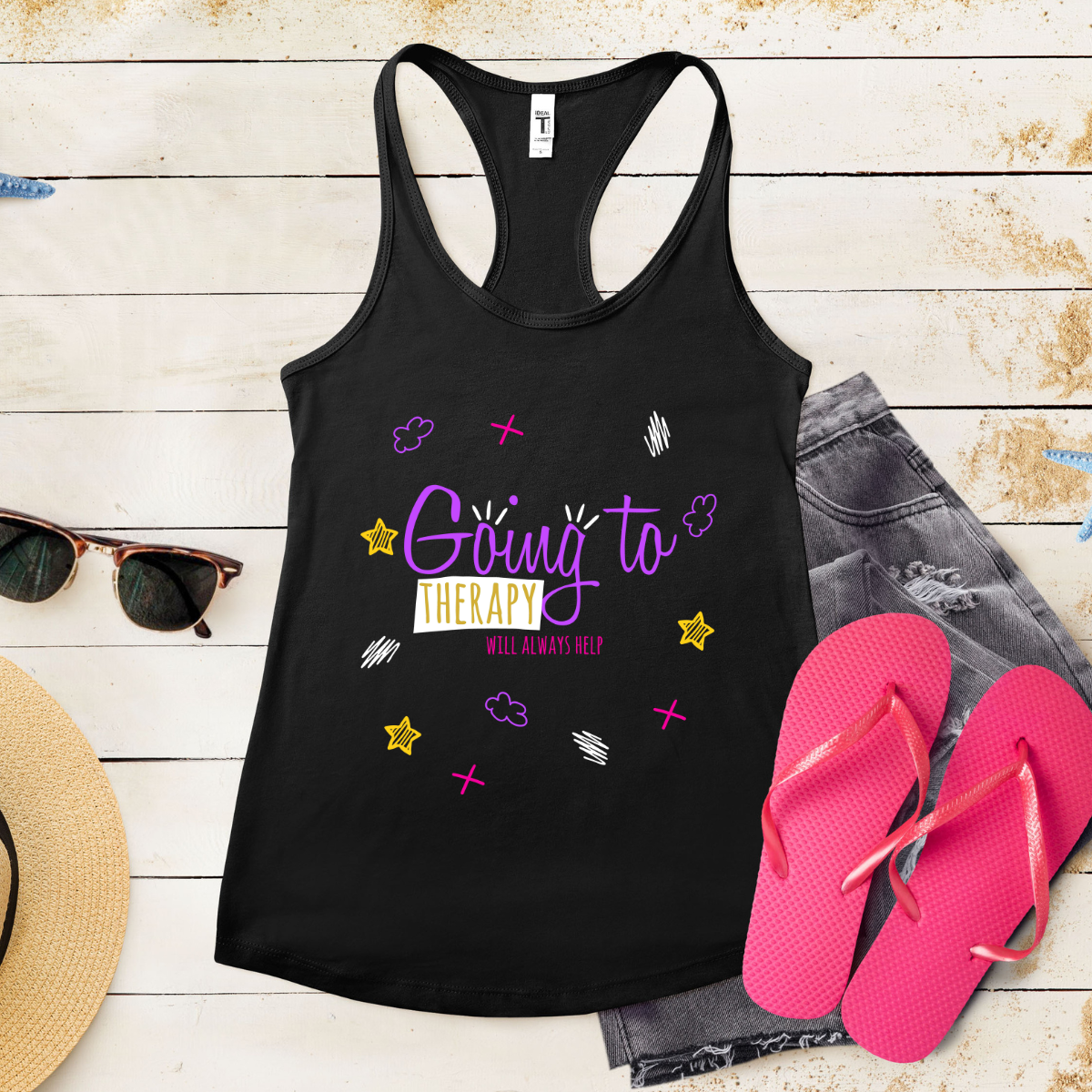 Going To Therapy Will Always Help - Women's Ideal Racerback Tank