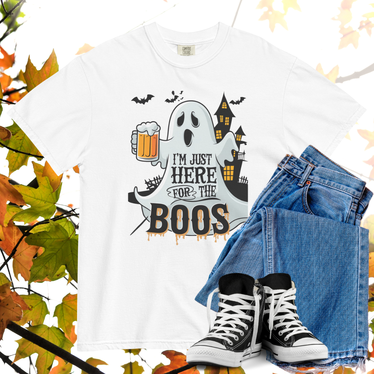 I'm Just Here For The Boos Comfort Colors Heavyweight Halloween T-shirt