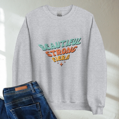 Beautiful Strong Fiera Retro Mental Health Awareness Crew Neck Sweatshirt - Cozy & Inspirational